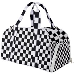 Black White Checker Pattern Checkerboard Burner Gym Duffel Bag by uniart180623