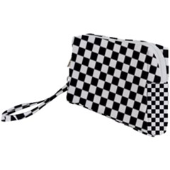 Black White Checker Pattern Checkerboard Wristlet Pouch Bag (small) by uniart180623