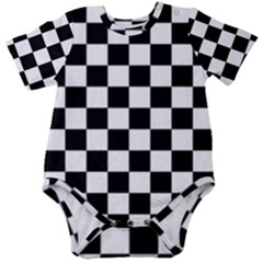 Black White Checker Pattern Checkerboard Baby Short Sleeve Bodysuit