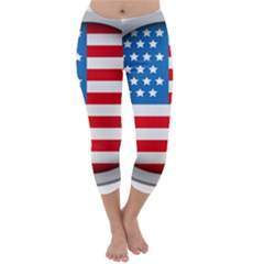 United Of America Usa Flag Capri Winter Leggings 