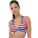 United Of America Usa Flag Halter Plunge Bikini Top View1