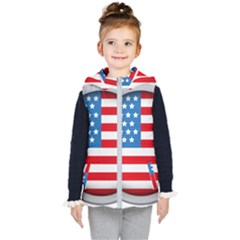 United Of America Usa Flag Kids  Hooded Puffer Vest