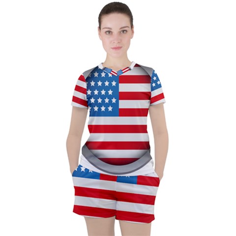 United Of America Usa Flag Women s Tee And Shorts Set by Celenk