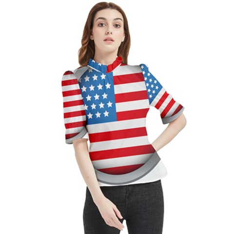 United Of America Usa Flag Frill Neck Blouse by Celenk