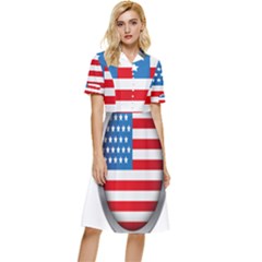 United Of America Usa Flag Button Top Knee Length Dress by Celenk