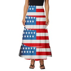 United Of America Usa Flag Tiered Ruffle Maxi Skirt by Celenk