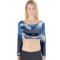 The Great Wave Off Kanagawa Long Sleeve Crop Top by Grandong