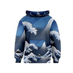 The Great Wave Off Kanagawa Kids  Pullover Hoodie by Grandong