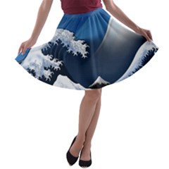 The Great Wave Off Kanagawa A-line Skater Skirt by Grandong