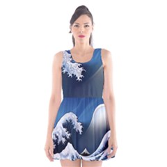 The Great Wave Off Kanagawa Scoop Neck Skater Dress by Grandong