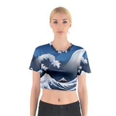 The Great Wave Off Kanagawa Cotton Crop Top by Grandong