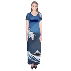 The Great Wave Off Kanagawa Short Sleeve Maxi Dress by Grandong