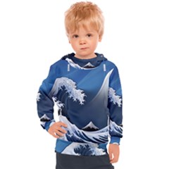 The Great Wave Off Kanagawa Kids  Hooded Pullover by Grandong