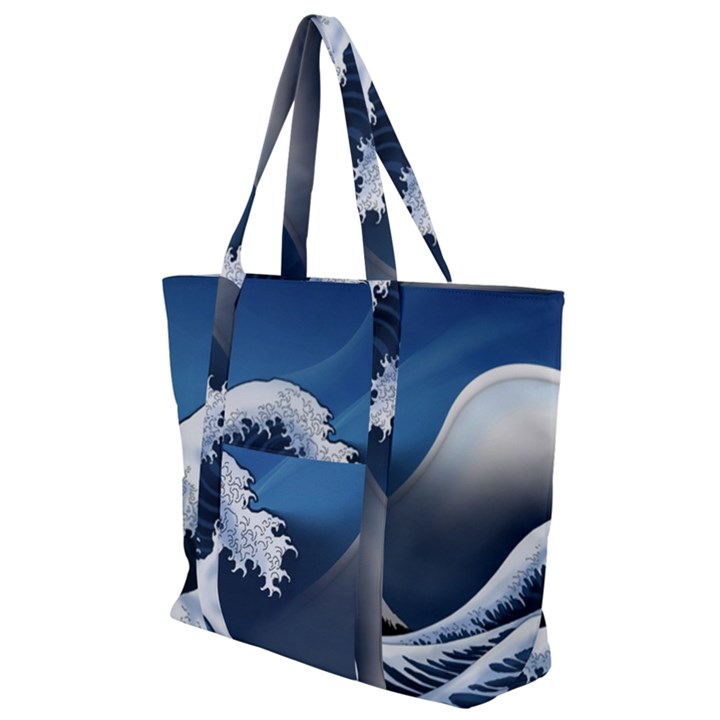 The Great Wave Off Kanagawa Zip Up Canvas Bag