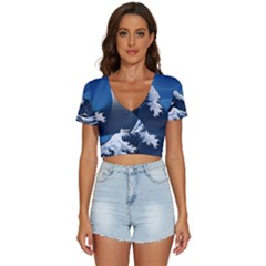 The Great Wave Off Kanagawa V-neck Crop Top by Grandong