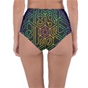 Circuit Hexagonal Geometric Pattern Background Pattern Reversible High-Waist Bikini Bottoms View2