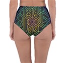 Circuit Hexagonal Geometric Pattern Background Pattern Reversible High-Waist Bikini Bottoms View4