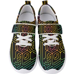 Circuit Hexagonal Geometric Pattern Background Pattern Men s Velcro Strap Shoes by Ndabl3x