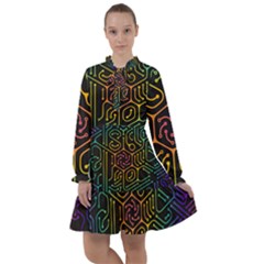 Circuit Hexagonal Geometric Pattern Background Pattern All Frills Chiffon Dress by Ndabl3x