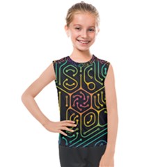 Circuit Hexagonal Geometric Pattern Background Pattern Kids  Mesh Tank Top by Ndabl3x