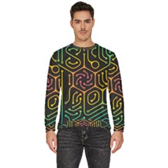 Circuit Hexagonal Geometric Pattern Background Pattern Men s Fleece Sweatshirt