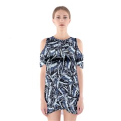 Cobalt Kaleidoscope Print Pattern Design Shoulder Cutout One Piece Dress by dflcprintsclothing