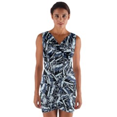 Cobalt Kaleidoscope Print Pattern Design Wrap Front Bodycon Dress by dflcprintsclothing