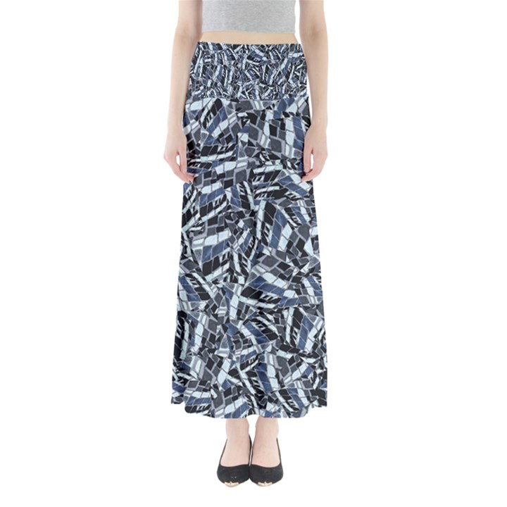 Cobalt Kaleidoscope Print Pattern Design Full Length Maxi Skirt