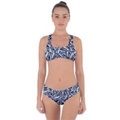 Cobalt Kaleidoscope Print Pattern Design Criss Cross Bikini Set by dflcprintsclothing