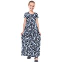 Cobalt Kaleidoscope Print Pattern Design Kids  Short Sleeve Maxi Dress View1