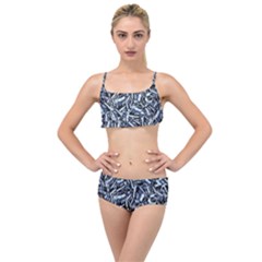 Cobalt Kaleidoscope Print Pattern Design Layered Top Bikini Set