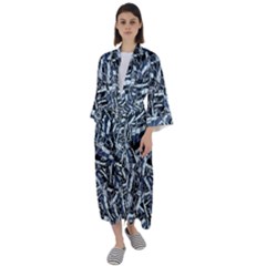 Cobalt Kaleidoscope Print Pattern Design Maxi Satin Kimono by dflcprintsclothing