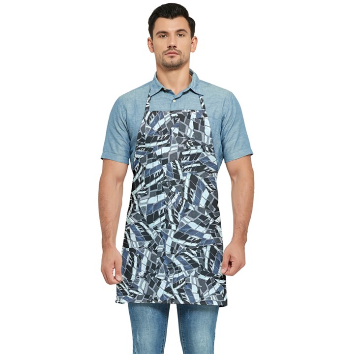 Cobalt Kaleidoscope Print Pattern Design Kitchen Apron