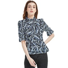 Cobalt Kaleidoscope Print Pattern Design Frill Neck Blouse