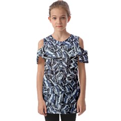 Cobalt Kaleidoscope Print Pattern Design Fold Over Open Sleeve Top by dflcprintsclothing