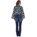 Cobalt Kaleidoscope Print Pattern Design Boho Long Bell Sleeve Top View4