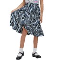 Cobalt Kaleidoscope Print Pattern Design Kids  Ruffle Flared Wrap Midi Skirt View1