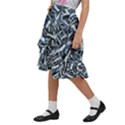 Cobalt Kaleidoscope Print Pattern Design Kids  Ruffle Flared Wrap Midi Skirt View2