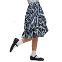 Cobalt Kaleidoscope Print Pattern Design Kids  Ruffle Flared Wrap Midi Skirt View3