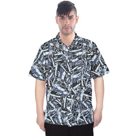 Cobalt Kaleidoscope Print Pattern Design Men s Hawaii Shirt by dflcprintsclothing