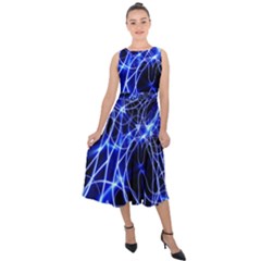 Lines Flash Light Mystical Fantasy Midi Tie-back Chiffon Dress by Dutashop