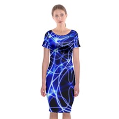 Lines Flash Light Mystical Fantasy Classic Short Sleeve Midi Dress by Dutashop