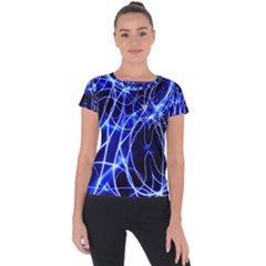 Lines Flash Light Mystical Fantasy Short Sleeve Sports Top  by Dutashop