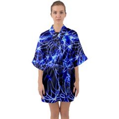 Lines Flash Light Mystical Fantasy Half Sleeve Satin Kimono 