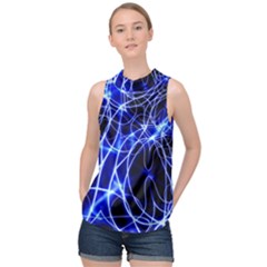 Lines Flash Light Mystical Fantasy High Neck Satin Top by Dutashop