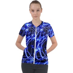 Lines Flash Light Mystical Fantasy Short Sleeve Zip Up Jacket