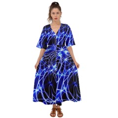 Lines Flash Light Mystical Fantasy Kimono Sleeve Boho Dress by Dutashop