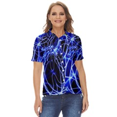 Lines Flash Light Mystical Fantasy Women s Short Sleeve Double Pocket Shirt