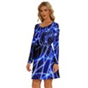 Lines Flash Light Mystical Fantasy Long Sleeve Wide Neck Velvet Dress View2