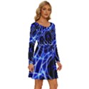 Lines Flash Light Mystical Fantasy Long Sleeve Wide Neck Velvet Dress View3